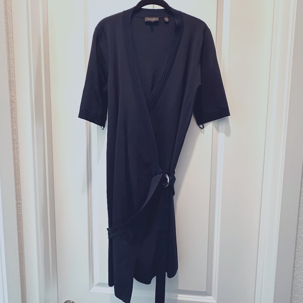 Navy Blue Ted Baker Wrap Dress - Size Ted 3